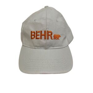 Behr Paint Embroidered Adjustable Strapback Baseball Hat Cap White Orange Adult